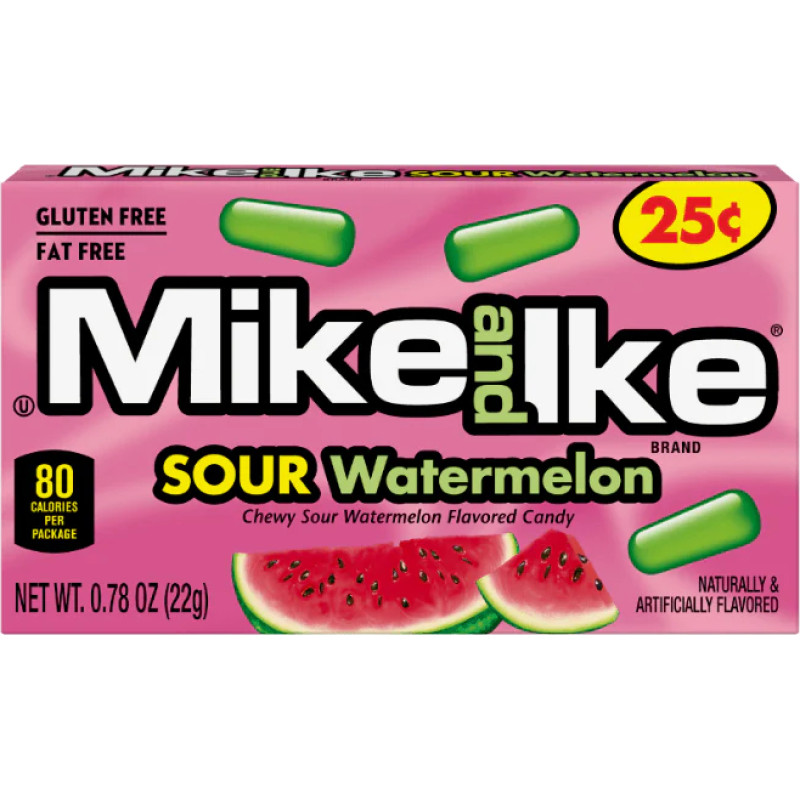 Mike and Ike konfektes ar skābo arbūzu garšu 22g