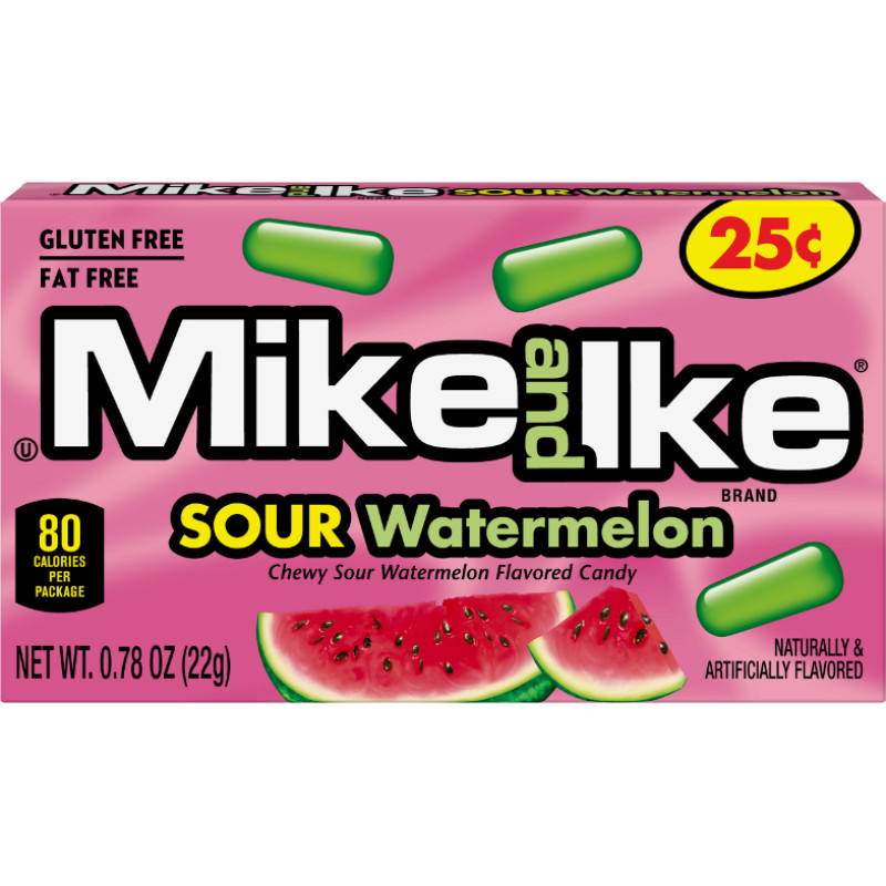 MIKE AND IKE (SOUR WATERMELON) želejkonfektes ar arbūza garšu 22g