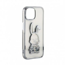 Ilike Aizmugurējais vāciņš iLike Apple iPhone 15 Silicone Case Print Desire Rabbit Silver