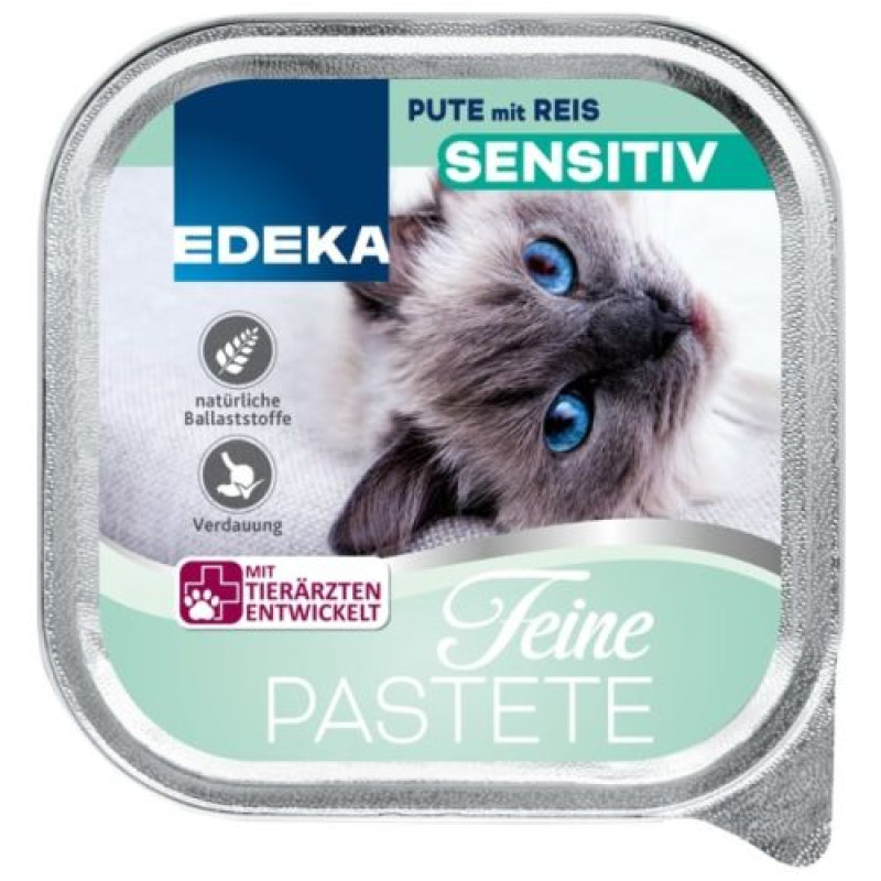 Edeka Sensitive pastēte kaķiem ar tītaru un rīsiem 100g