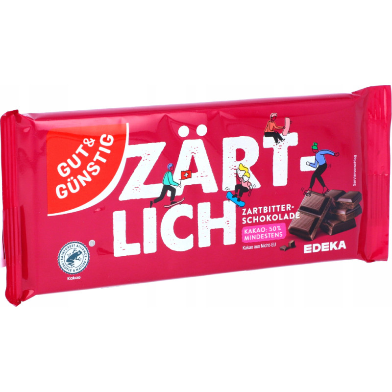 G&G Zartlich rūgtās šokolādes tāfelīte 100g