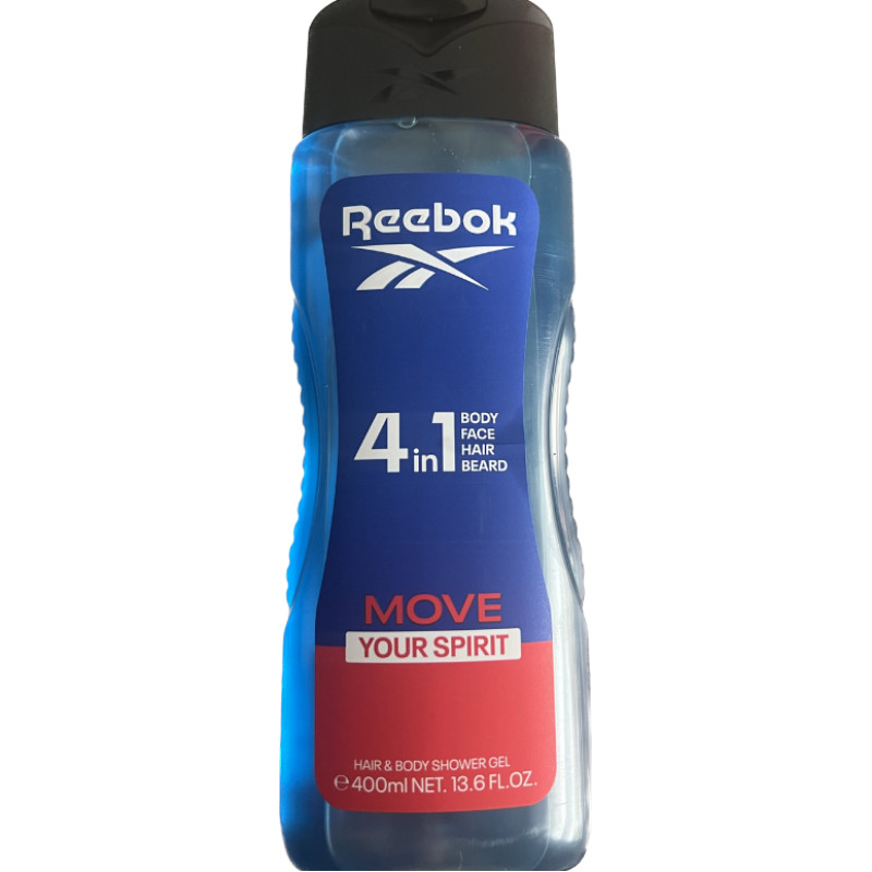 REEBOK Men 4in1 Move Your Spirit šampūns un dušas želeja 400ml