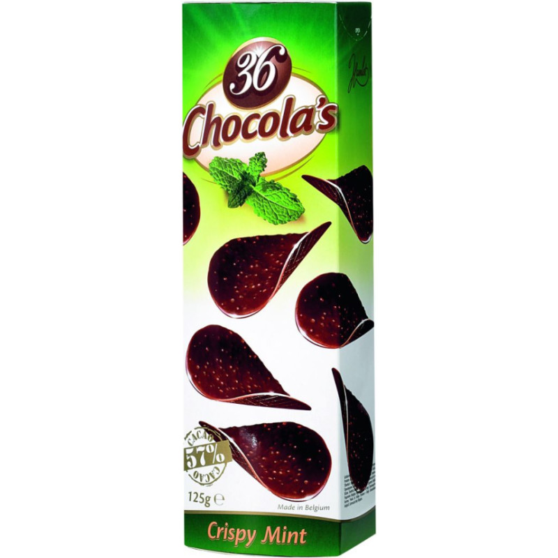 Chocolas Crispy Mint šokolādes čipsi ar piparmētru garšu 125g