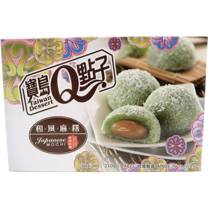 Q BRAND Mochi ar Pandan garšu, kokosriekstu skaidiņās 210g