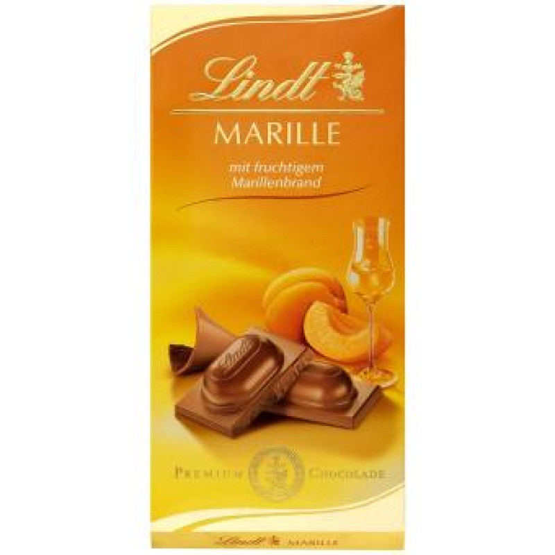 LINDT milk chocolate bar with apricot brandy 100g