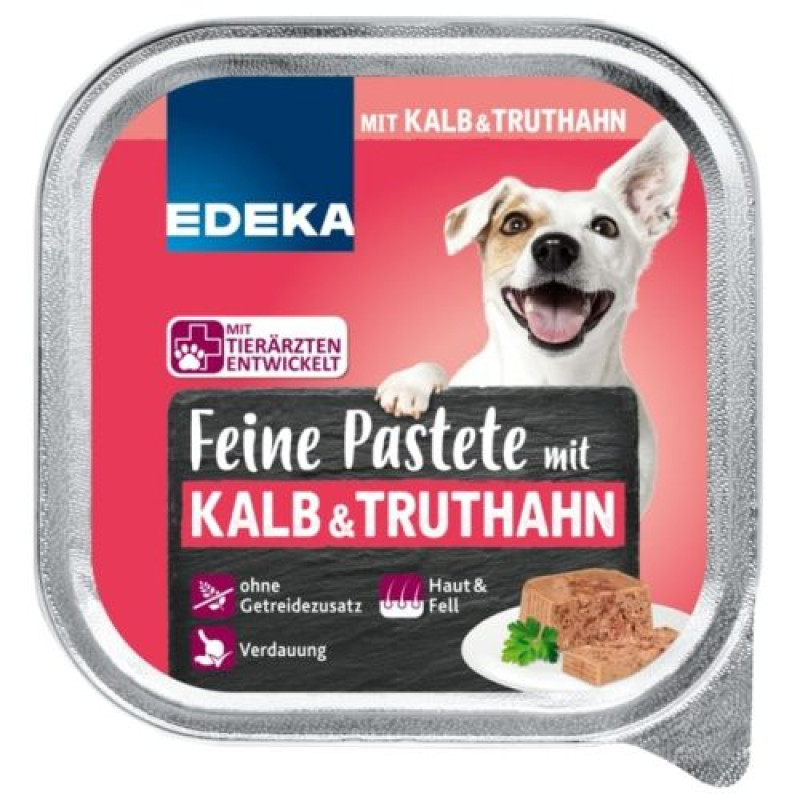 Edeka pastēte suņiem ar teļa un tītara gaļu 150g