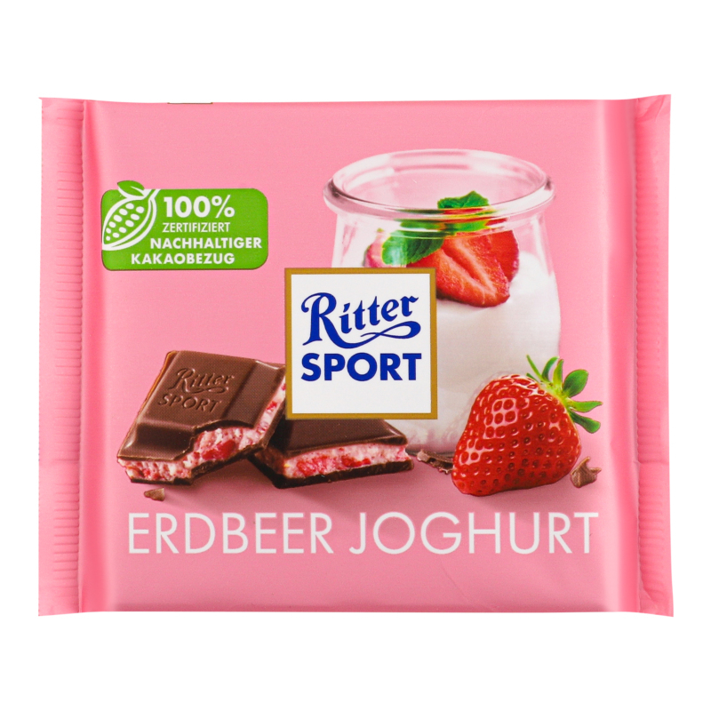 RITTER SPORT chocolate bar with strawberry yogurt filling 100g