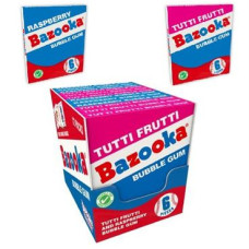 Bazooka Tutti Frutti or Raspberry Flavored Chewing Gum 33g