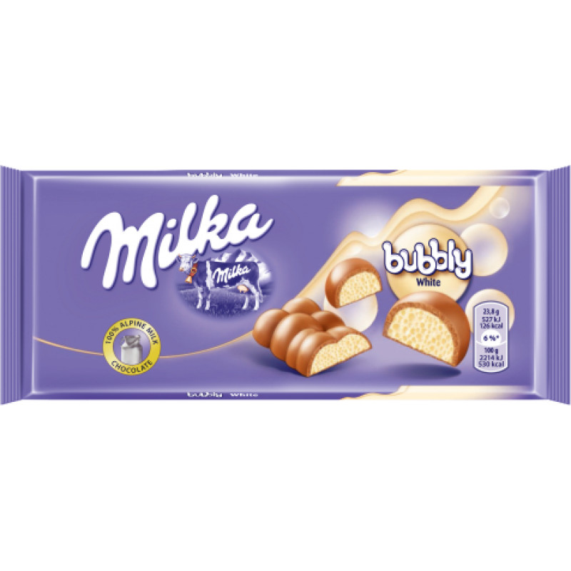 Milka Bubbly White porainā baltā šokolāde 95g