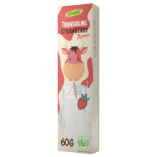 Straws with strawberry flavour salmiņi pienam ar zemeņu garšu 60g