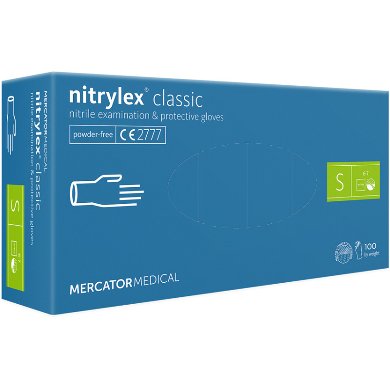 Mercator nitrylex® nitrila cimdi bez pūdera, zili, S izmērs 100gab