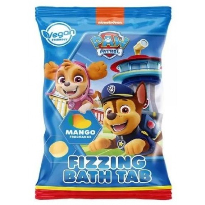 Paw Patrol ūdenī šķīstošas putojošas vannas tabletes ar mango smaržu 40g