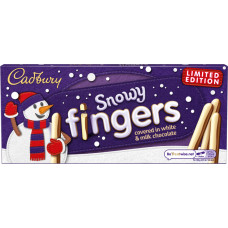 CADBURY Snowy Fingers cepumi ar balto un piena šokolādes glazūru 115g