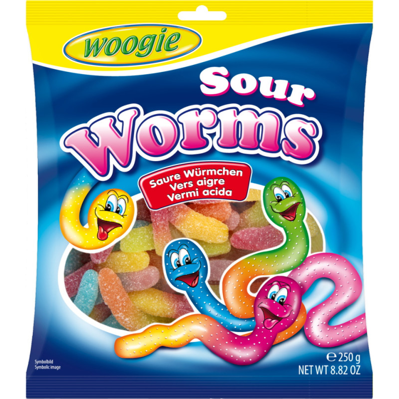 Woogie Sour Worms jelly candies 250g