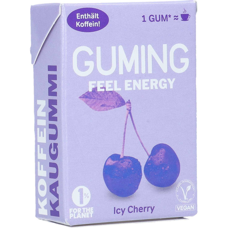 GUMING Feel Energy Icy Cherry košļājamā gumija ar kofeīnu 28g