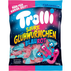 TROLLI Saure Glühwürmchen Blaurot želejas konfektes 150g