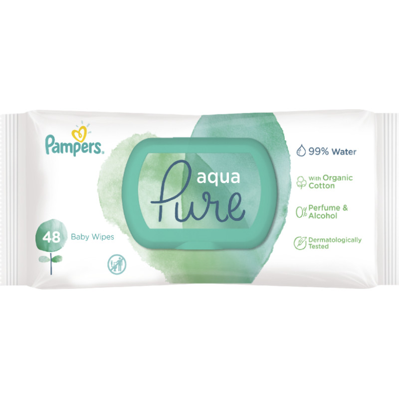 Pampers aqua pure mitrās salvetes 48gb