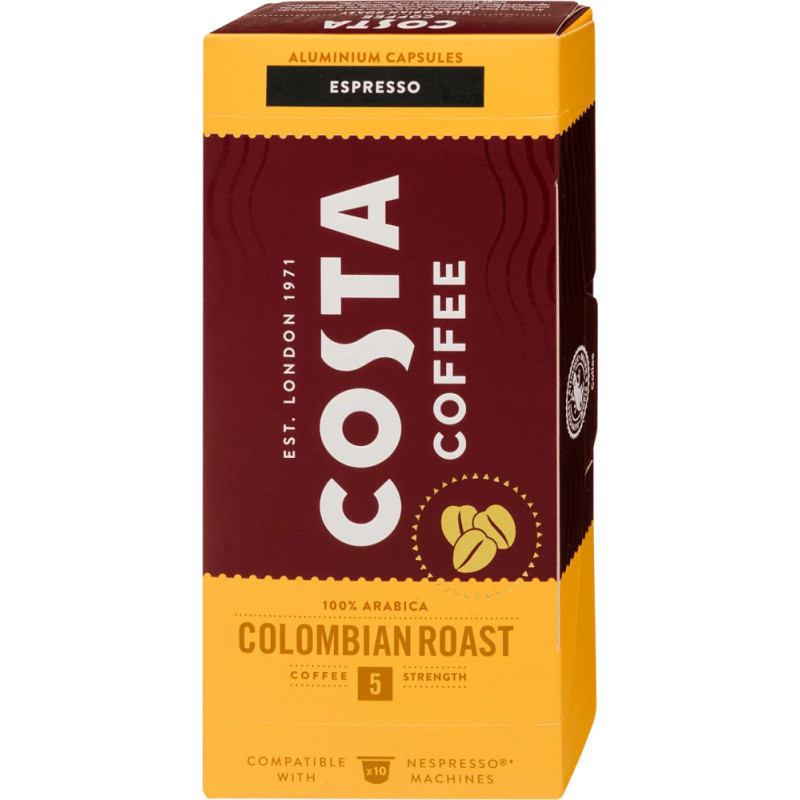 COSTA Columbian Roast Espresso coffee capsules Nespresso (10) 57g