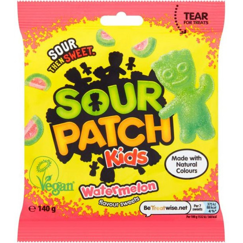 Sour Patch Kids Watermelon želejas konfektes ar arbūzu garšu 140g