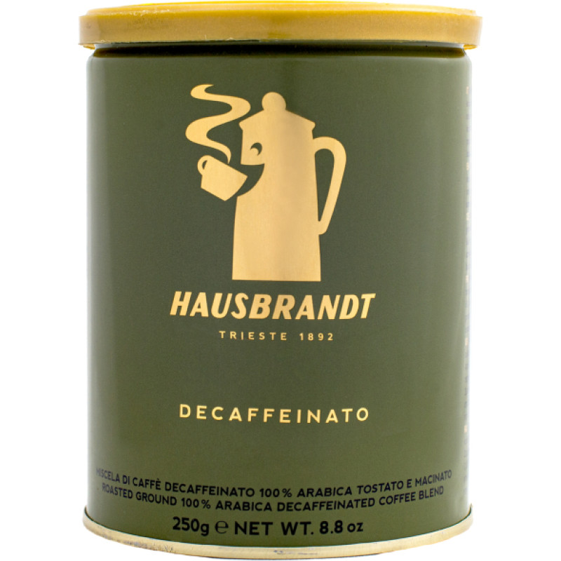 Ground coffee Hausbrandt Decaffeinato tin in a metal can 250gr