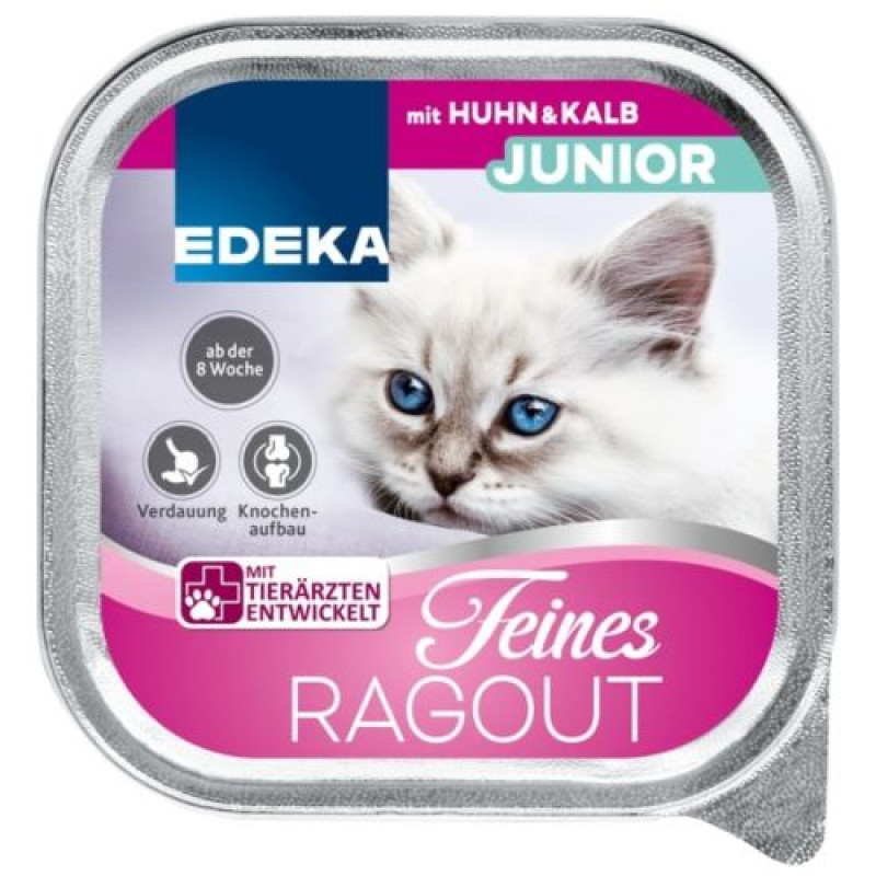 Edeka Junior Huhn&kalb kaķu barība ar vistas un teļa gaļu 100g