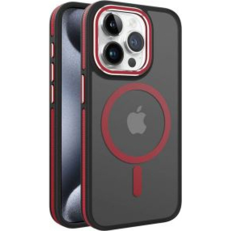 Ilike Aizmugurējais vāciņš iLike Apple iPhone 15 Pro DUAL METAL FRAME MAGSAFE CASE Red