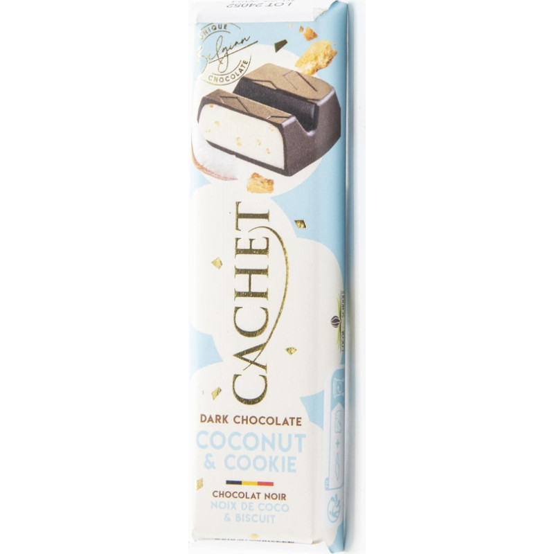 CACHET Dark chocolate bar with coconut and cookie pieces 45g