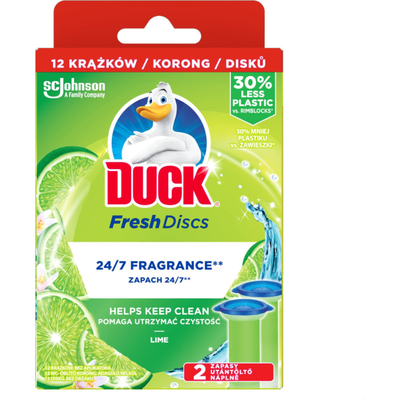 Duck toilet flush gel (applicator refill) with lime scent 2x36ml