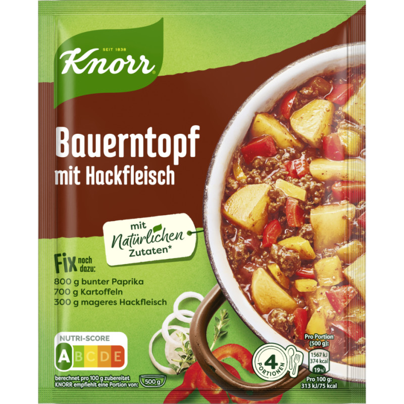 Knorr FIX Bauerntopf Mit Hackfleisch garšvielu maisījums maltās gaļas sautējuma pagatavošanai 43g