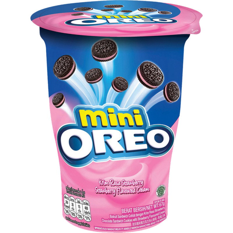 OREO MINI STRAWBERRY cookies with strawberry flavor 67g