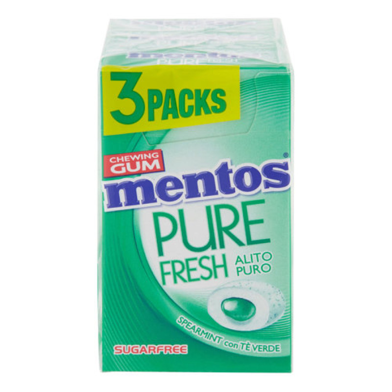 MENTOS Pure Fresh Spearmint košļājamās konfektes 3x20g