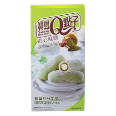 Q Brand Mochi rolls with green tea and red bean cream flavor 150g