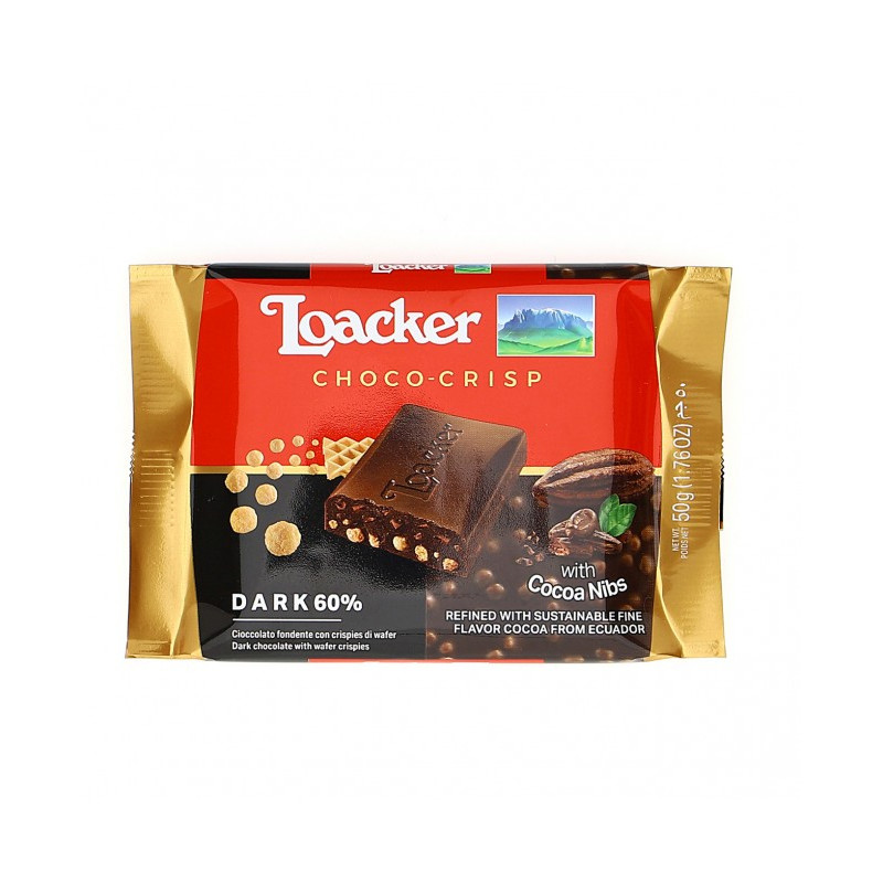 LOACKER tumšā šokolādes 60% tāfelīte  Choco Crisp 55g