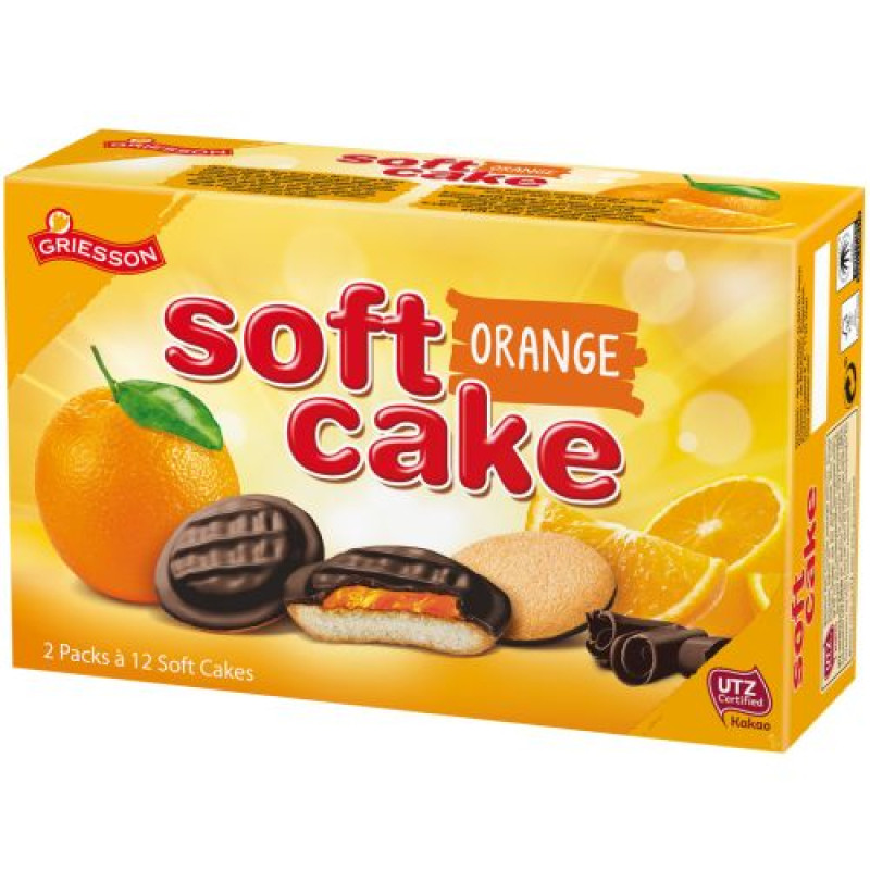 Griesson Soft Cake Orange biskvīta cepumi ar apelsīnu želeju un šokolādi 300g