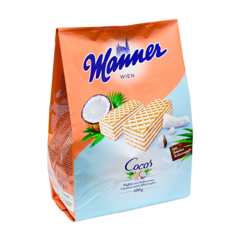 MANNER vafales ar kokosriekstu krēma pildījumu 400g