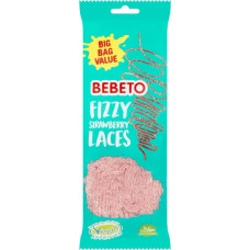 Bebeto Fizzy želejas konfektes - šņorītes ar zemeņu garšu 200g