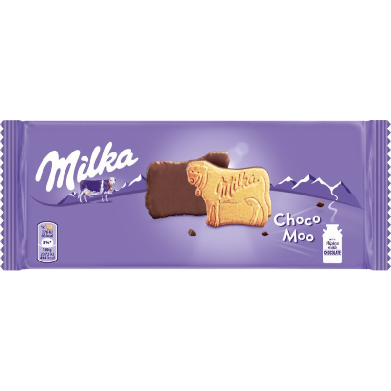 Milka Choco Moo cookies with milk chocolate coating 120g