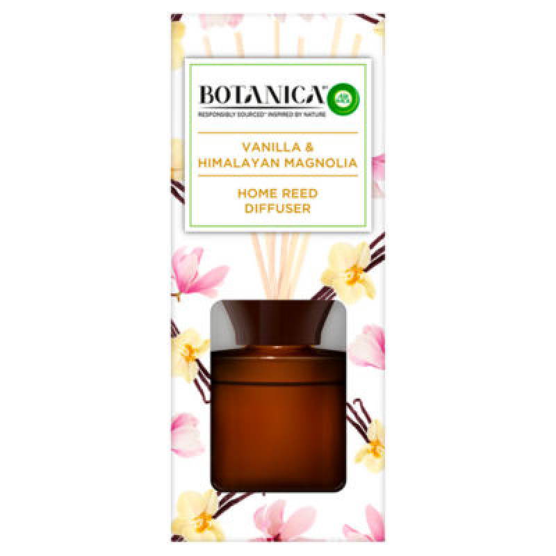 AIR WICK Botanica telpu gaisa atsvaidzinātājs ar kociņiem, ar vaniļas un magnoliju aromātu 80ml