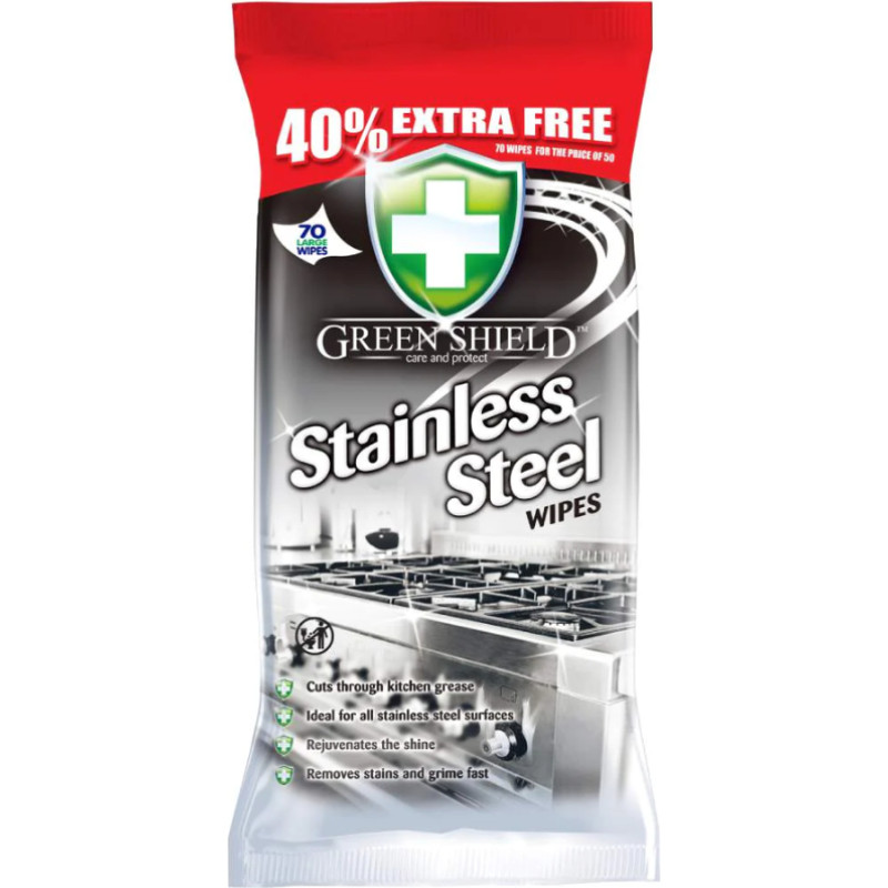 GREEN SHIELD wet wipes for cleaning stainless steel surfaces 70pcs