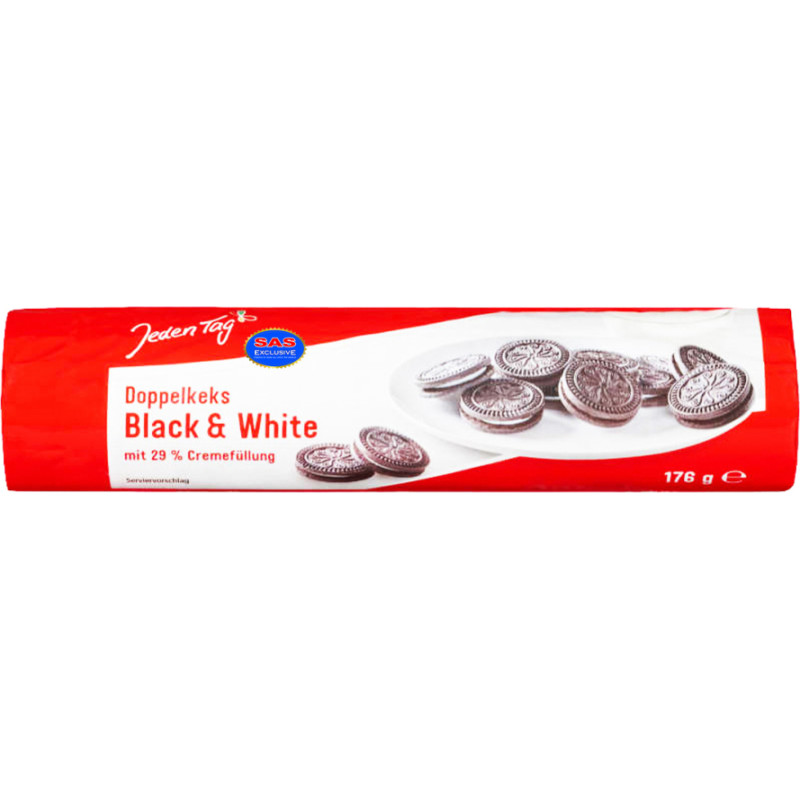 JEDEN TAG Doppelkeks Black and White sviestmaižu cepumi 176g