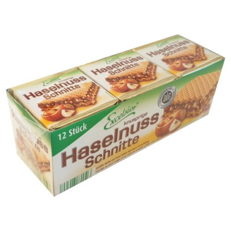 Excelsior Haselnuss Schnitte vafeles ar šokolādes un riekstu krēmu  x12 250g