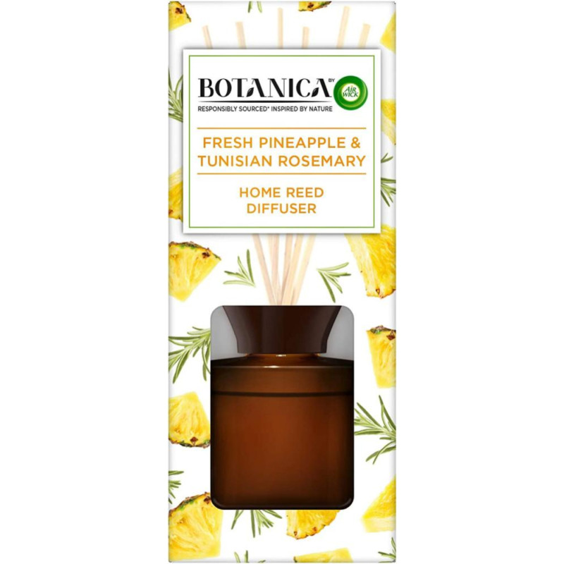 AIR WICK Botanica telpu gaisa atsvaidzinātājs ar kociņiem, ar ananasa un rozmarīnu aromātu 80ml