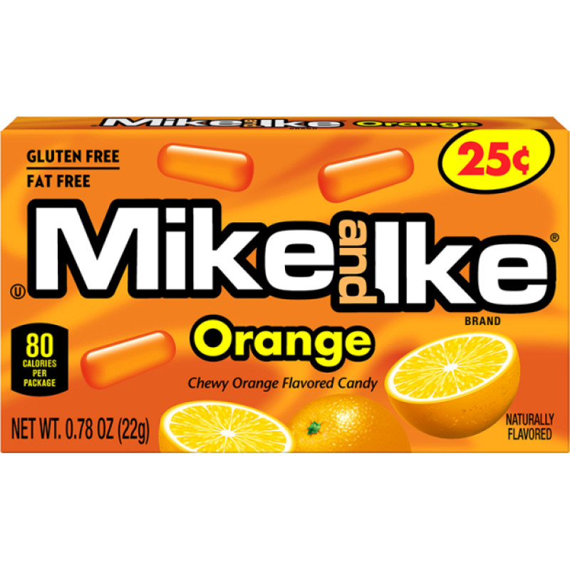 MIKE AND IKE ORANGE Zelejas konfektes ar apelsīnu garšu 22g