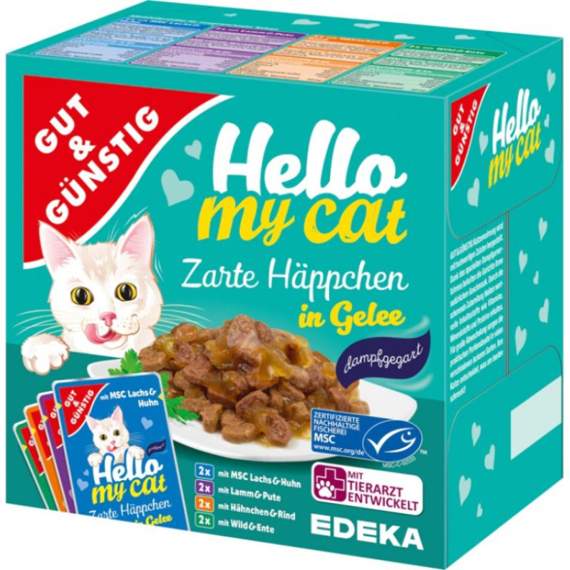 G&G Hello My Cat slapjā barība želejā kaķiem, izlase 8gab x 100g