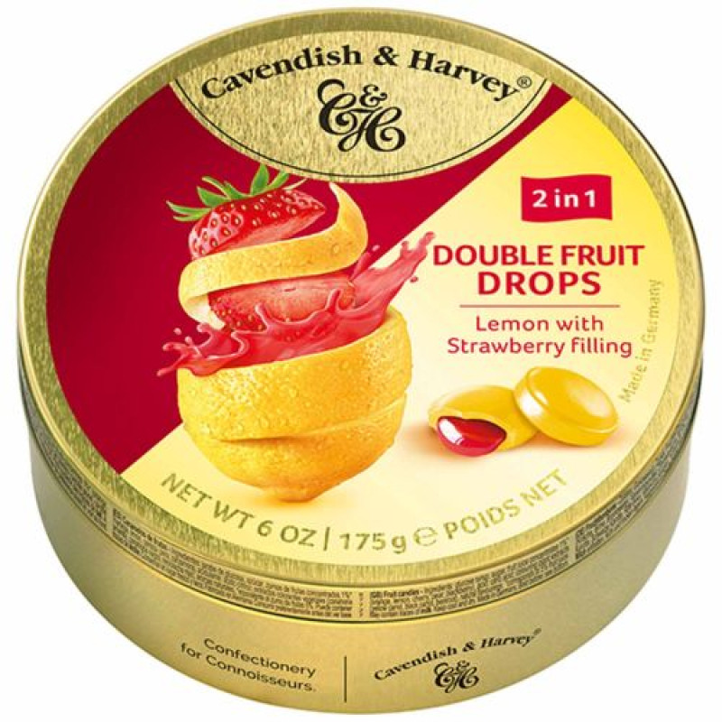 C&H Double Fruits lemon dragees with strawberry filling 175g