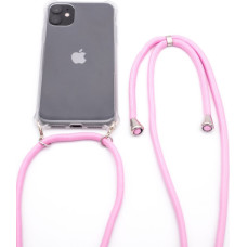 Evelatus Aizmugurējais vāciņš Evelatus Apple iPhone 11 Silicone Transparent with Necklace TPU Strap Transparent Pink