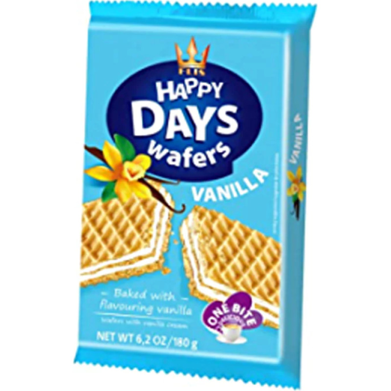 HAPPY DAYS vafeles ar vaniļas garšas krēmu 180g