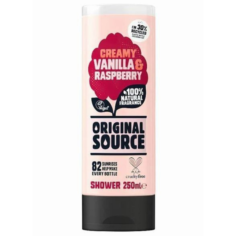 Original Source dušas želeja ar 100% dabīgu vaniļas un aveņu smaržu 250ml