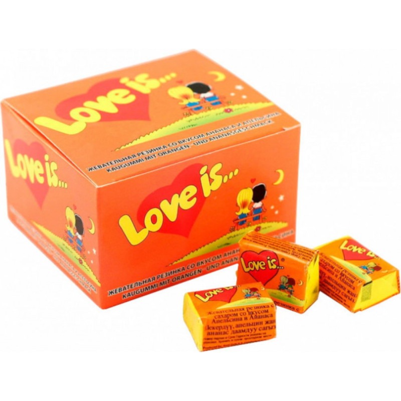 LOVE IS chewing gum orange, pineapple 4.2g 1pc