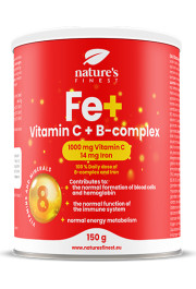 Nature's finest Iron + B-komplex+vitamin C. Augstas absorbcijas dzels glukonāta, C un B grupas vitmaīnu komplekss. Bez cukura. 150g